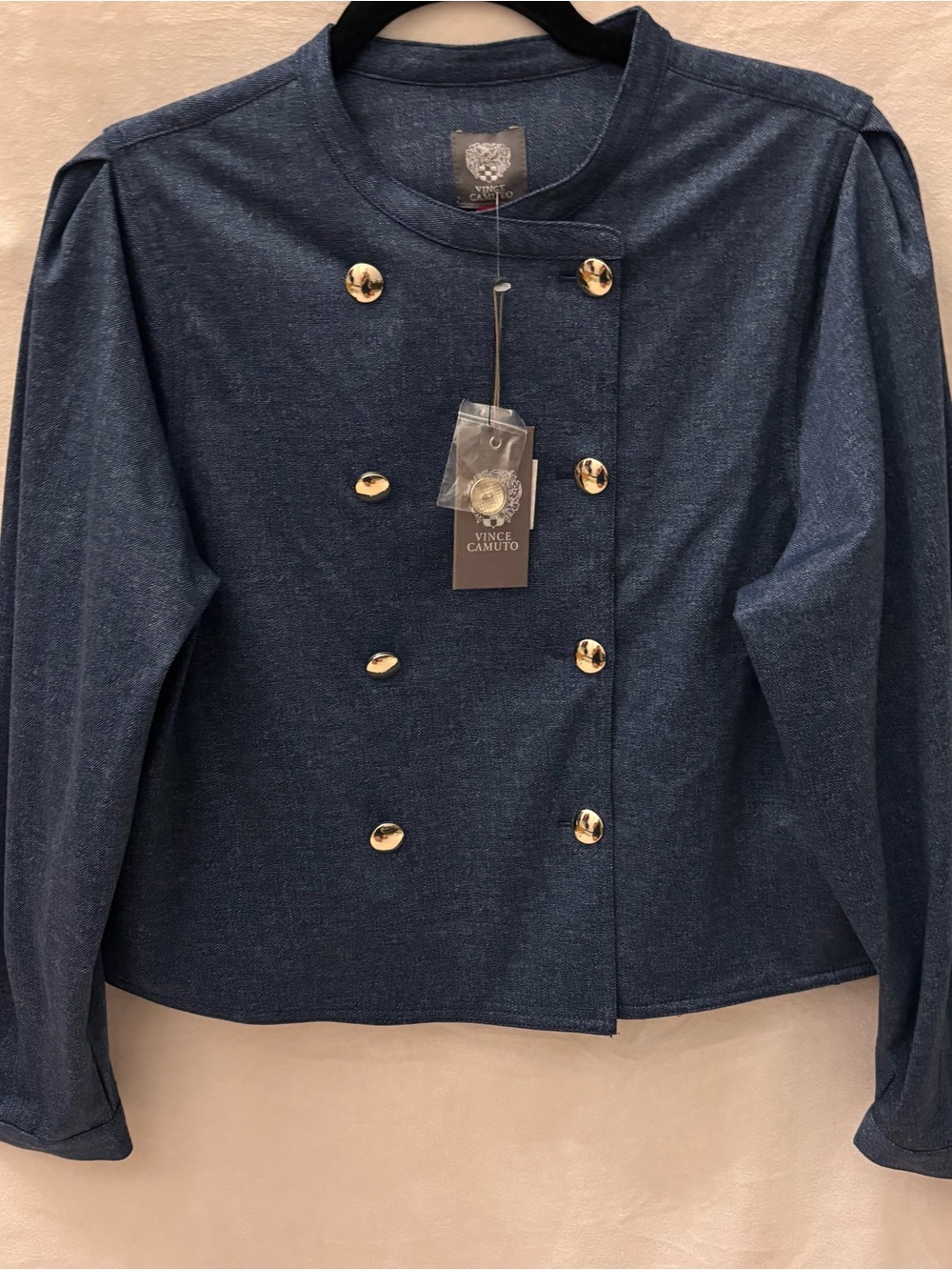 NWT Vince Camuto Soft Light Denim Double-Breasted Jacket